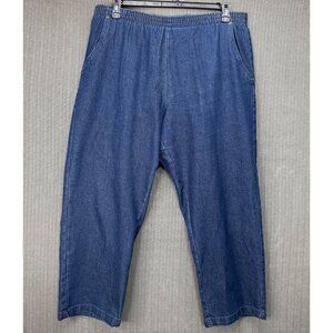 Hasting & Smith Womens Size XL Blue Elastic Waist Denim-Style Pants Relaxed Fit